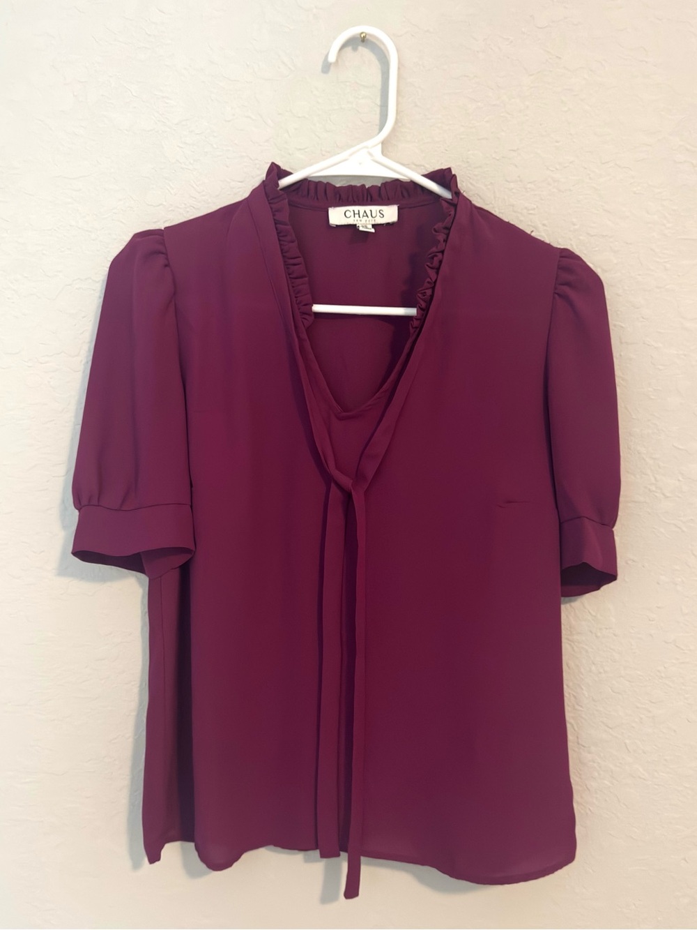 Chaus Women's Magenta Tie-Neck Blouse